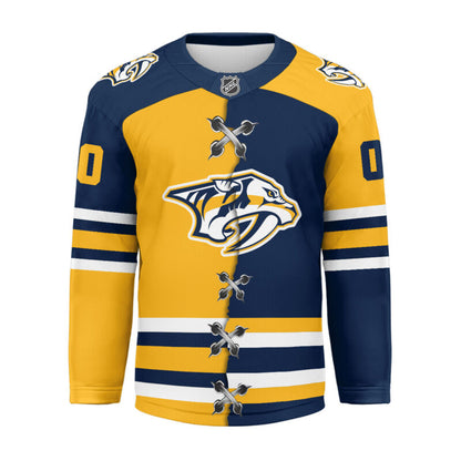 [SUPER SALE] NEW CUSTOMIZED NHL31 NVP NASHVILLE PREDATORS UNISEX HOCKEY JERSEY