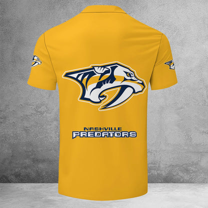 LIMITED EDITION - NEW CUSTOMIZED NHL31 NVP NASHVILLE PREDATORS ZIP POLO SHIRT
