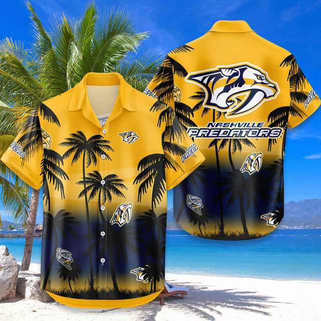LIMITED EDITION - NEW CUSTOMIZED NHL31 NVP NASHVILLE PREDATORS UNISEX HAWAIIAN SHIRT & SHORTS SET