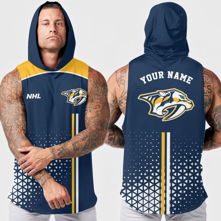 LIMITED EDITION - NEW CUSTOMIZED NHL31 NVP NASHVILLE PREDATORS HOODED TANK TOP