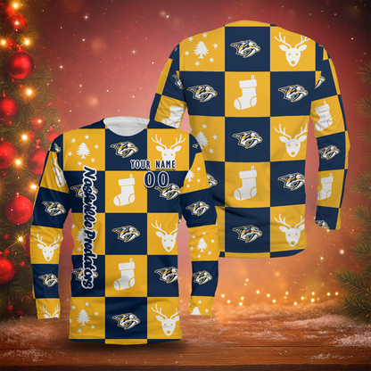 LIMITED EDITION - NEW CUSTOMIZED NHL31 NVP NASHVILLE PREDATORS LONG SLEEVED T-SHIRT