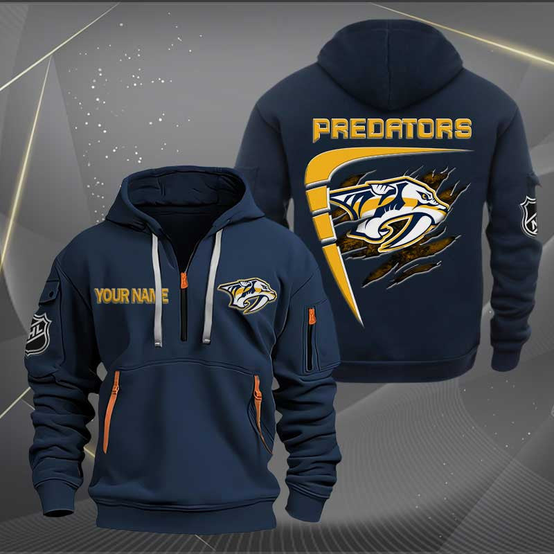 LIMITED EDITION - NEW CUSTOMIZED NHL31 NVP NASHVILLE PREDATORS QUARTER ZIP HOODIE