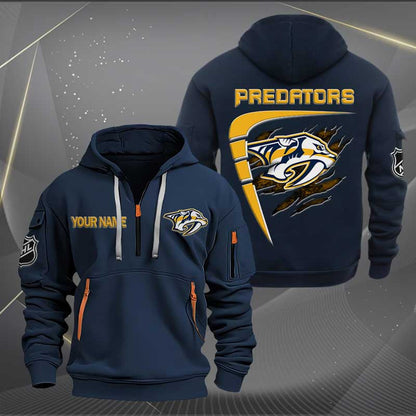 LIMITED EDITION - NEW CUSTOMIZED NHL31 NVP NASHVILLE PREDATORS QUARTER ZIP HOODIE