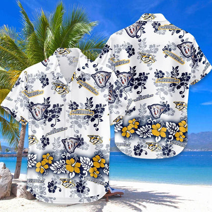 LIMITED EDITION - NEW CUSTOMIZED NHL31 NVP NASHVILLE PREDATORS UNISEX HAWAIIAN SHIRT & SHORTS SET
