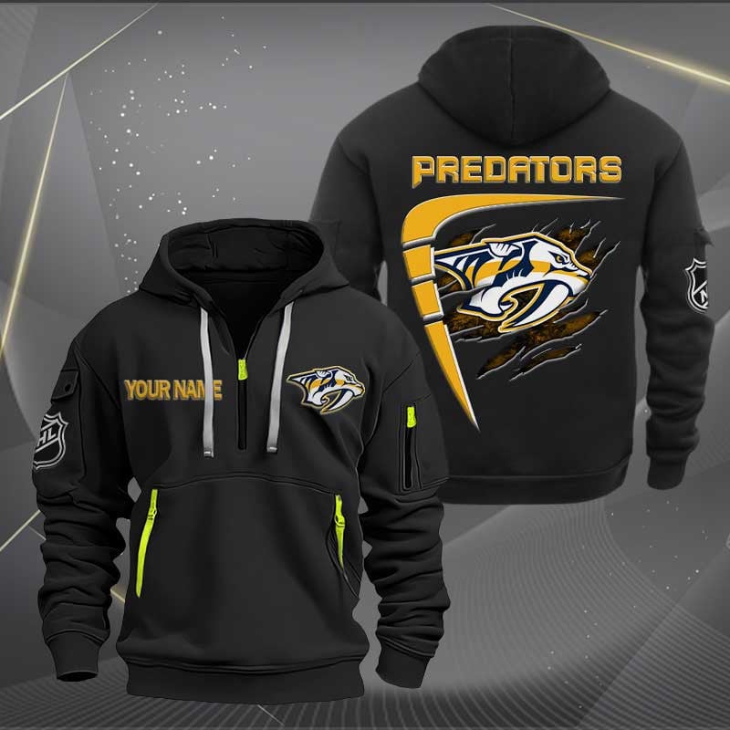 LIMITED EDITION - NEW CUSTOMIZED NHL31 NVP NASHVILLE PREDATORS QUARTER ZIP HOODIE