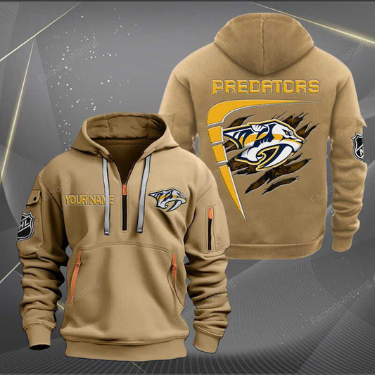 LIMITED EDITION - NEW CUSTOMIZED NHL31 NVP NASHVILLE PREDATORS QUARTER ZIP HOODIE