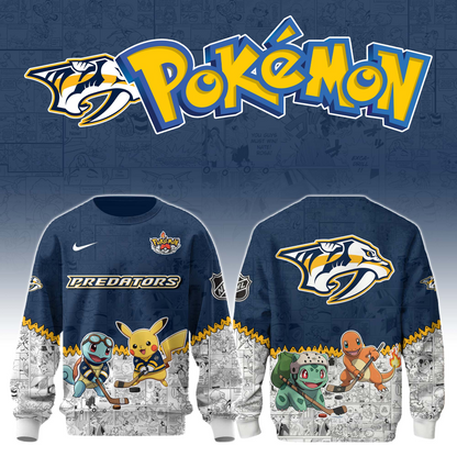 LIMITED EDITION - NEW CUSTOMIZED NHL31 NVP NASHVILLE PREDATORS X POKÉMON T-SHIRT, SWEATSHIRT, HOODIE & ZIP HOODIE