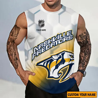 LIMITED EDITION - NEW CUSTOMIZED NHL31 NVP NASHVILLE PREDATORS TANK TOP & GYM SHIRT