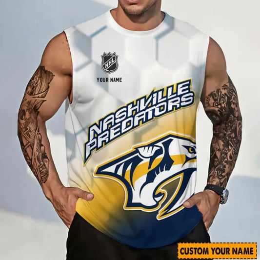 LIMITED EDITION - NEW CUSTOMIZED NHL31 NVP NASHVILLE PREDATORS TANK TOP & GYM SHIRT