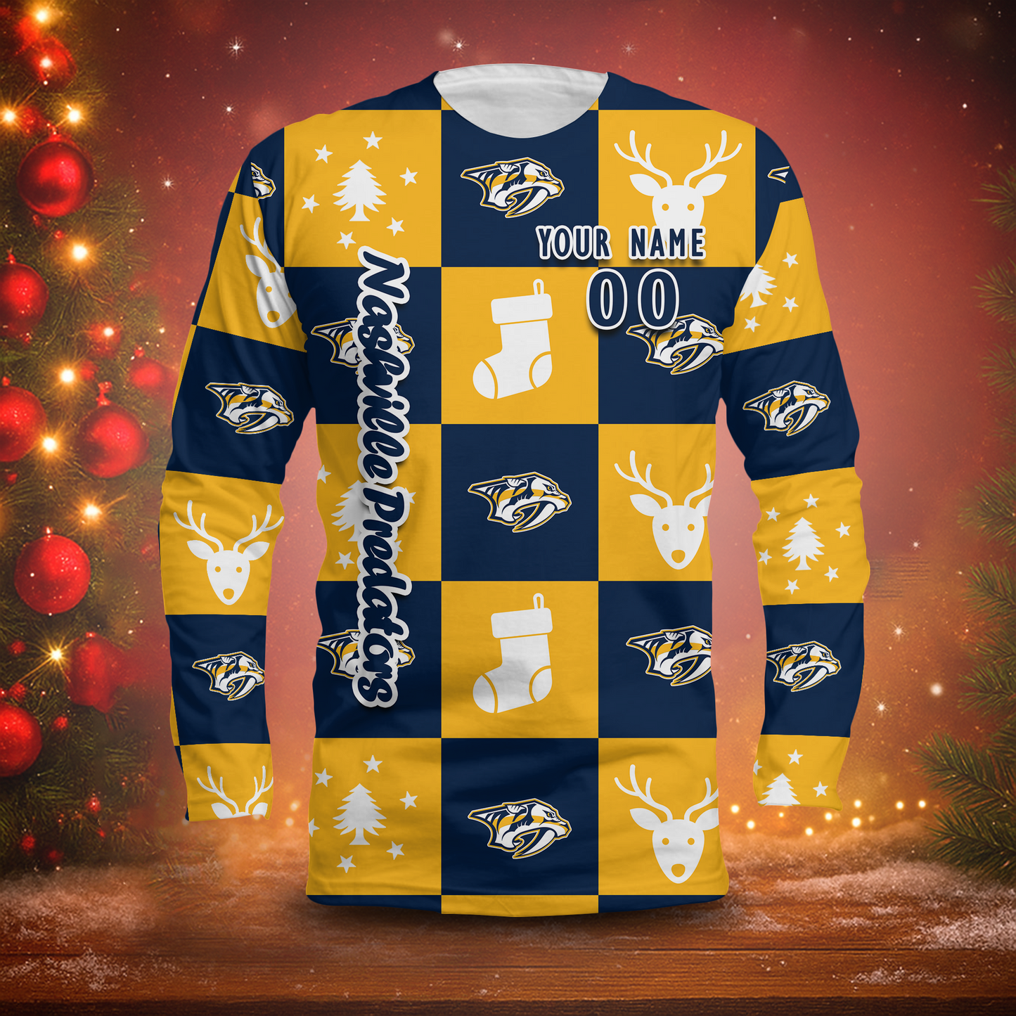 LIMITED EDITION - NEW CUSTOMIZED NHL31 NVP NASHVILLE PREDATORS LONG SLEEVED T-SHIRT