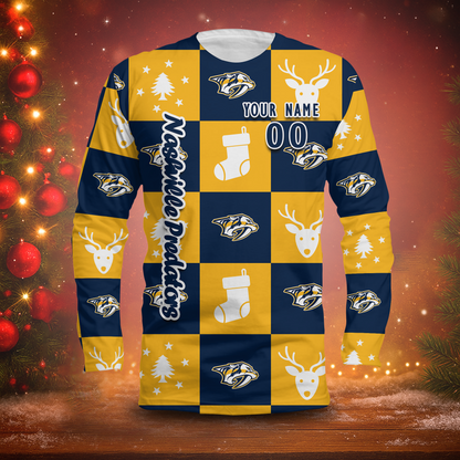 LIMITED EDITION - NEW CUSTOMIZED NHL31 NVP NASHVILLE PREDATORS LONG SLEEVED T-SHIRT