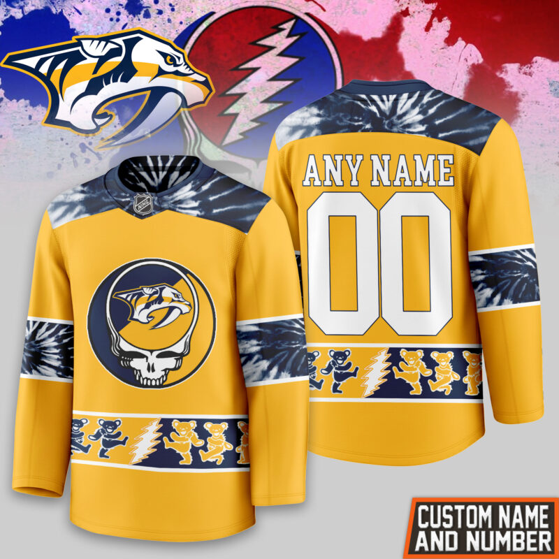 [SUPER SALE] NEW CUSTOMIZED NHL31 NVP NASHVILLE PREDATORS UNISEX HOCKEY JERSEY