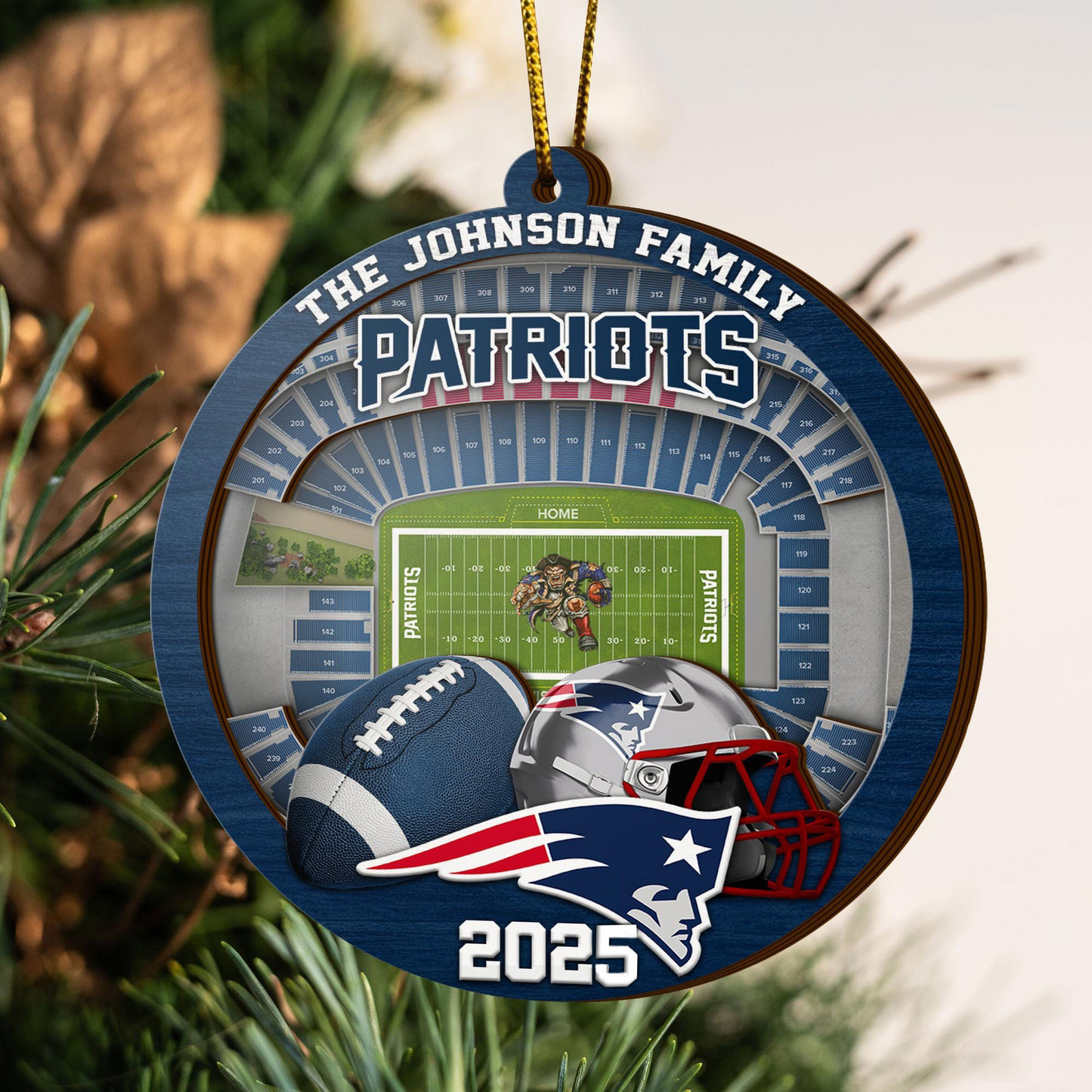 LIMITED EDITION - NEW CUSTOMIZED NFL27 NEP NEW ENGLAND PATRIOTS ORNAMENT