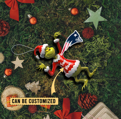 LIMITED EDITION - NEW CUSTOMIZED NFL27 NEP NEW ENGLAND PATRIOTS THE GRINCH ACRYLIC ORNAMENT