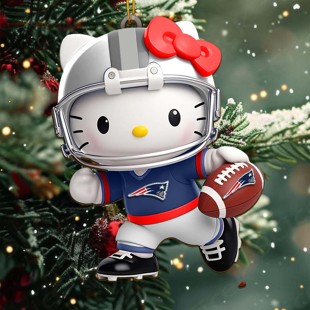 LIMITED EDITION - NEW CUSTOMIZED NFL27 NEP NEW ENGLAND PATRIOTS HELLO KITTY ACRYLIC ORNAMENT