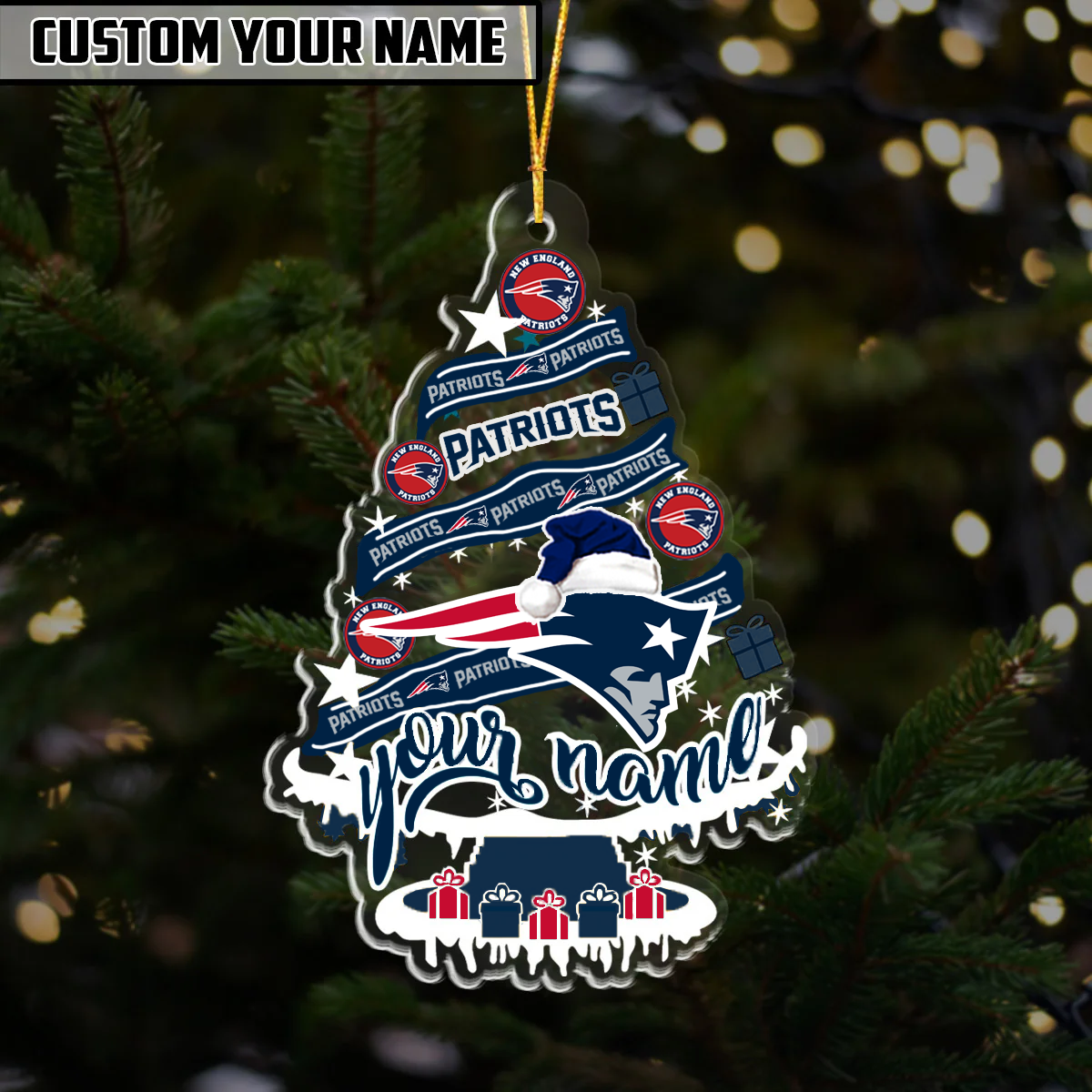 LIMITED EDITION - NEW CUSTOMIZED NFL27 NEP NEW ENGLAND PATRIOTS ORNAMENT
