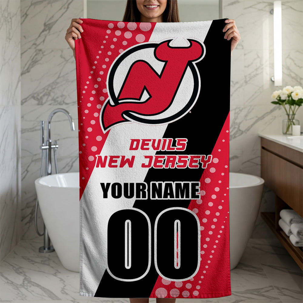 LIMITED EDITION - NEW CUSTOMIZED NHL06 NJD NEW JERSEY DEVILS BEACH & BATH TOWEL