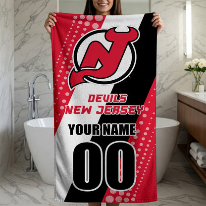 LIMITED EDITION - NEW CUSTOMIZED NHL06 NJD NEW JERSEY DEVILS BEACH & BATH TOWEL