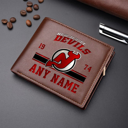 LIMITED EDITION - NEW CUSTOMIZED NHL06 NJD NEW JERSEY DEVILS LEATHER WALLET