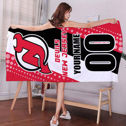 LIMITED EDITION - NEW CUSTOMIZED NHL06 NJD NEW JERSEY DEVILS BEACH & BATH TOWEL