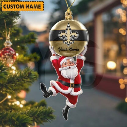 LIMITED EDITION - NEW CUSTOMIZED NFL24 NOS NEW ORLEANS SAINTS CHRISTMAS ACRYLIC ORNAMENT