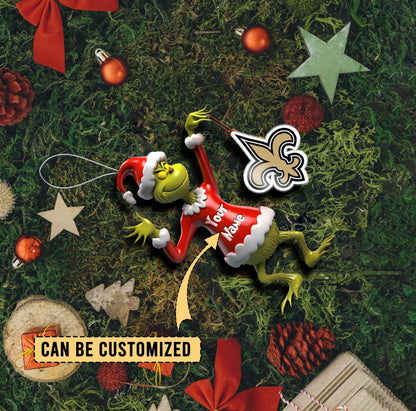 LIMITED EDITION - NEW CUSTOMIZED NFL24 NOS NEW ORLEANS SAINTS THE GRINCH ACRYLIC ORNAMENT