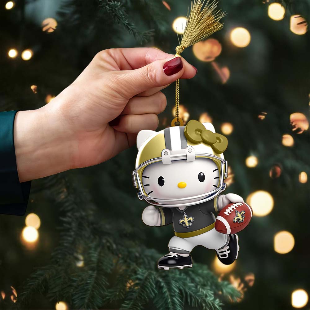 LIMITED EDITION - NEW CUSTOMIZED NFL24 NOS NEW ORLEANS SAINTS HELLO KITTY ACRYLIC ORNAMENT
