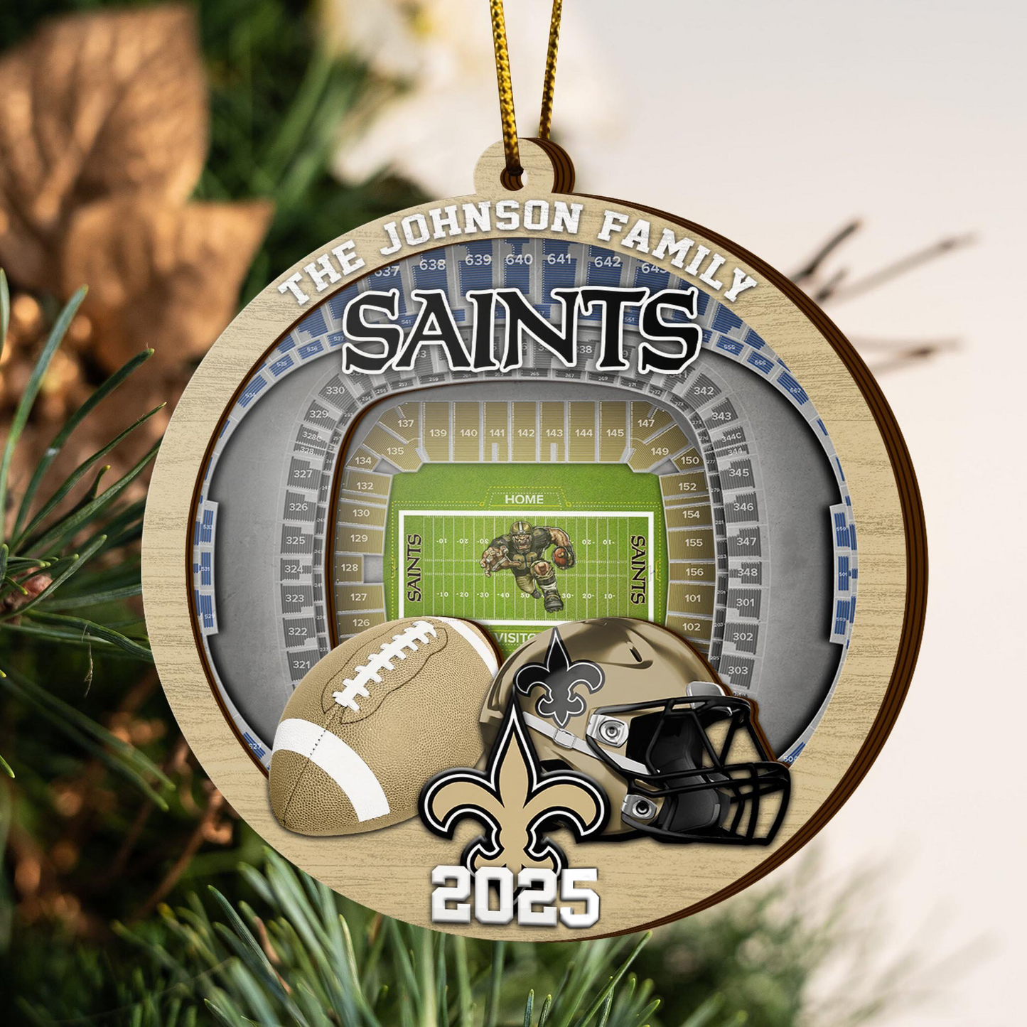 LIMITED EDITION - NEW CUSTOMIZED NFL24 NOS NEW ORLEANS SAINTS ORNAMENT