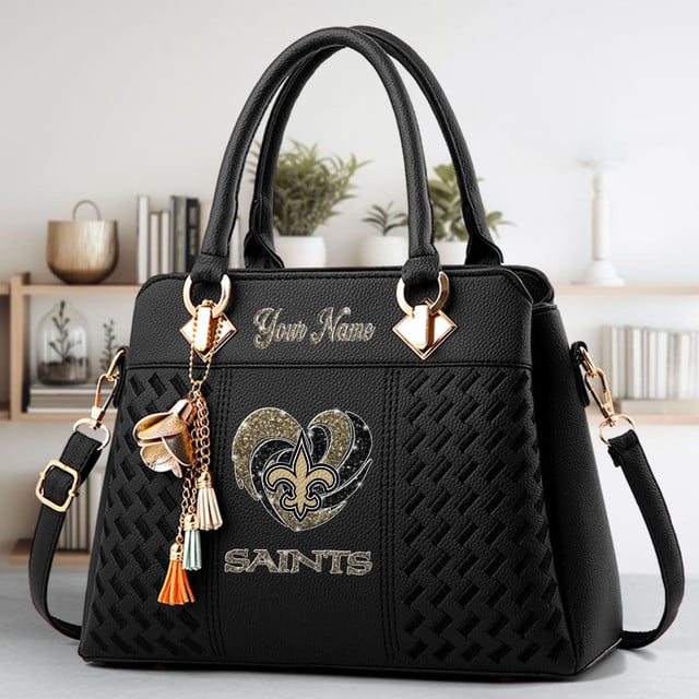 LIMITED EDITION - NEW CUSTOMIZED NFL24 NOS NEW ORLEANS SAINTS ZIP HANDBAG MULTICOLOR