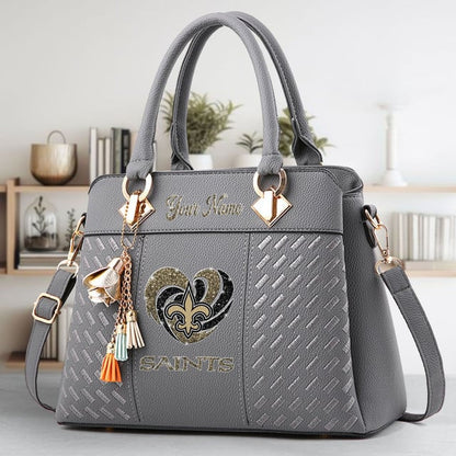 LIMITED EDITION - NEW CUSTOMIZED NFL24 NOS NEW ORLEANS SAINTS ZIP HANDBAG MULTICOLOR