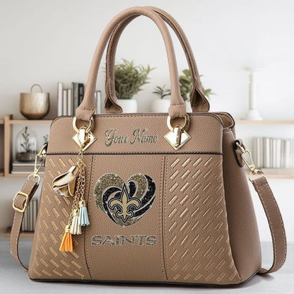LIMITED EDITION - NEW CUSTOMIZED NFL24 NOS NEW ORLEANS SAINTS ZIP HANDBAG MULTICOLOR