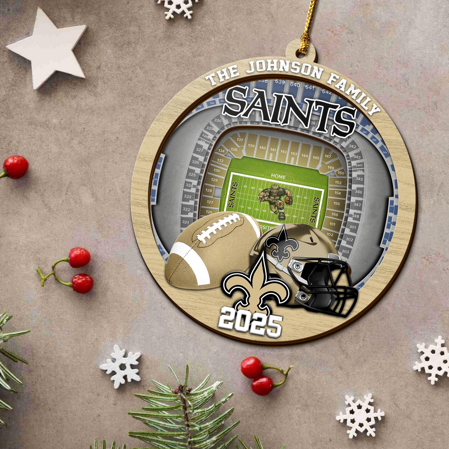 LIMITED EDITION - NEW CUSTOMIZED NFL24 NOS NEW ORLEANS SAINTS ORNAMENT