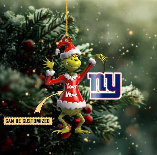 LIMITED EDITION - NEW CUSTOMIZED NFL32 NYG NEW YORK GIANTS THE GRINCH ACRYLIC ORNAMENT