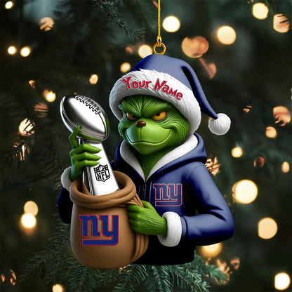 LIMITED EDITION - NEW CUSTOMIZED NFL32 NYG NEW YORK GIANTS THE GRINCH ACRYLIC ORNAMENT