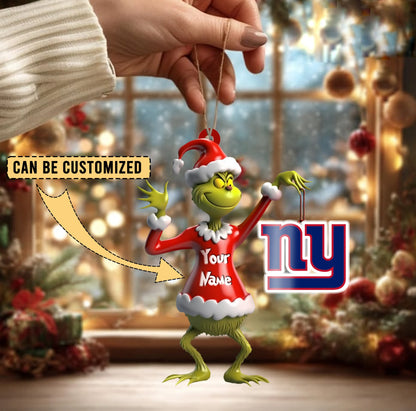 LIMITED EDITION - NEW CUSTOMIZED NFL32 NYG NEW YORK GIANTS THE GRINCH ACRYLIC ORNAMENT