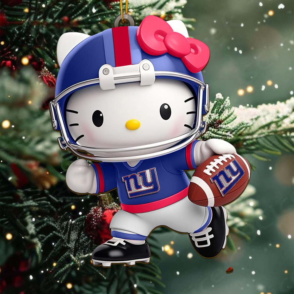 LIMITED EDITION - NEW CUSTOMIZED NFL32 NYG NEW YORK GIANTS HELLO KITTY ACRYLIC ORNAMENT