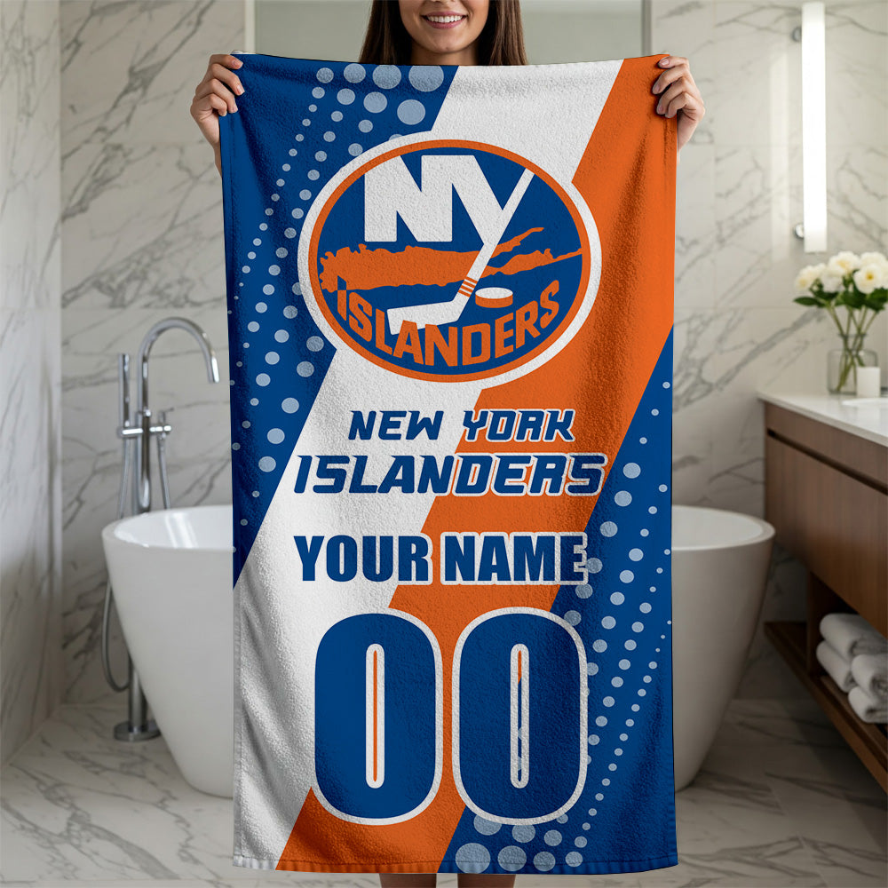 LIMITED EDITION - NEW CUSTOMIZED NHL25 NYI NEW YORK ISLANDERS BEACH & BATH TOWEL