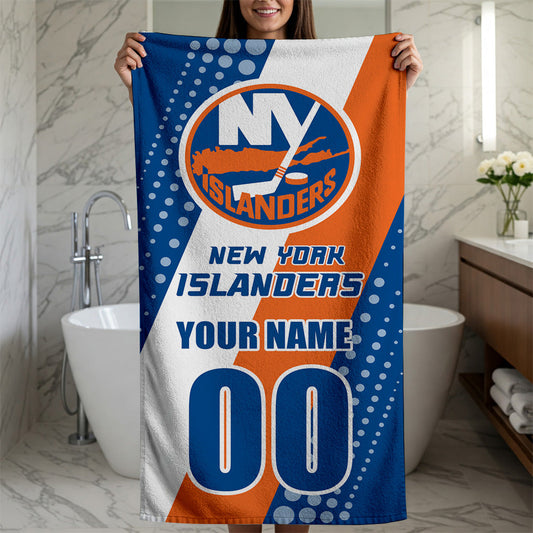 LIMITED EDITION - NEW CUSTOMIZED NHL25 NYI NEW YORK ISLANDERS BEACH & BATH TOWEL
