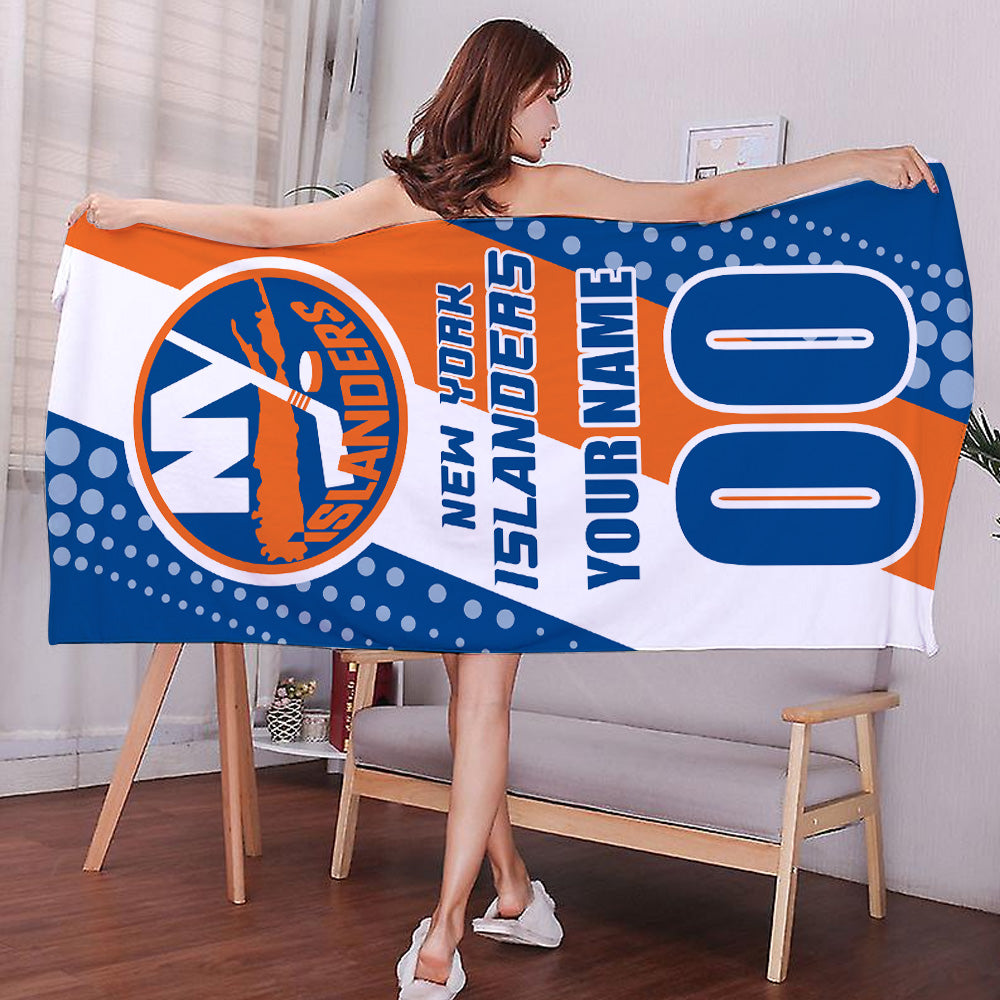 LIMITED EDITION - NEW CUSTOMIZED NHL25 NYI NEW YORK ISLANDERS BEACH & BATH TOWEL