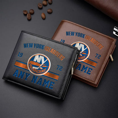 LIMITED EDITION - NEW CUSTOMIZED NHL25 NYI NEW YORK ISLANDERS LEATHER WALLET