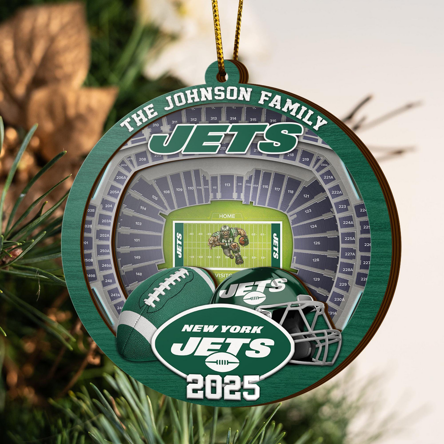 LIMITED EDITION - NEW CUSTOMIZED NFL25 NYJ NEW YORK JETS ORNAMENT
