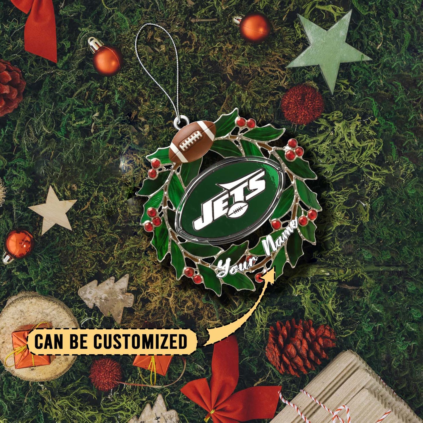 LIMITED EDITION - NEW CUSTOMIZED NFL25 NYJ NEW YORK JETS ACRYLIC ORNAMENT