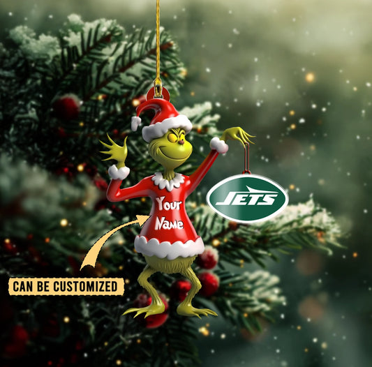 LIMITED EDITION - NEW CUSTOMIZED NFL25 NYJ NEW YORK JETS THE GRINCH ACRYLIC ORNAMENT