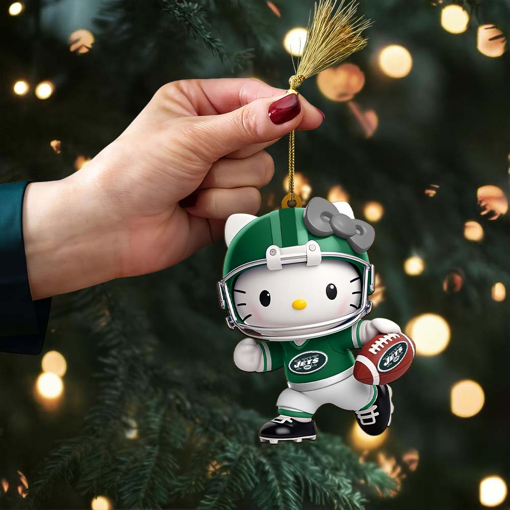 LIMITED EDITION - NEW CUSTOMIZED NFL25 NYJ NEW YORK JETS HELLO KITTY ACRYLIC ORNAMENT