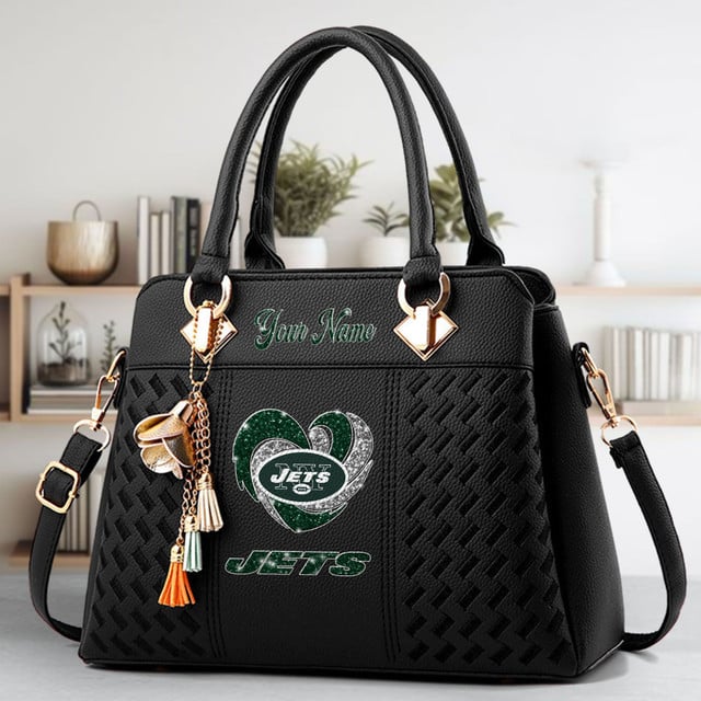 LIMITED EDITION - NEW CUSTOMIZED NFL25 NYJ NEW YORK JETS ZIP HANDBAG MULTICOLOR