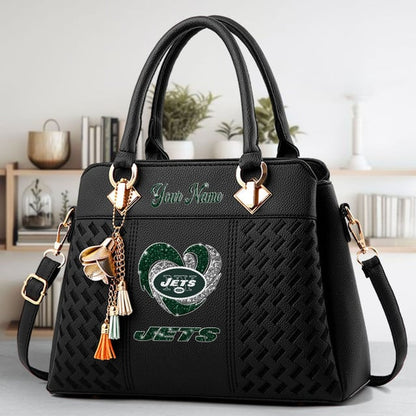 LIMITED EDITION - NEW CUSTOMIZED NFL25 NYJ NEW YORK JETS ZIP HANDBAG MULTICOLOR