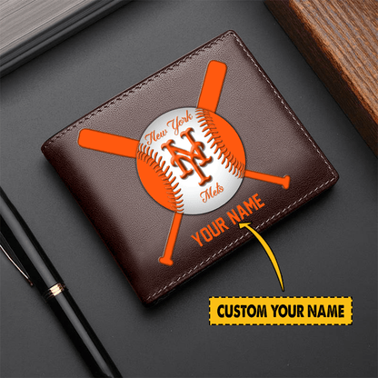 LIMITED EDITION - NEW CUSTOMIZED MLB17 NYM NEW YORK METS LEATHER WALLET