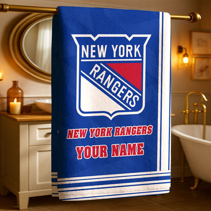 LIMITED EDITION - NEW CUSTOMIZED NHL24 NYR NEW YORK RANGERS BEACH & BATH TOWEL