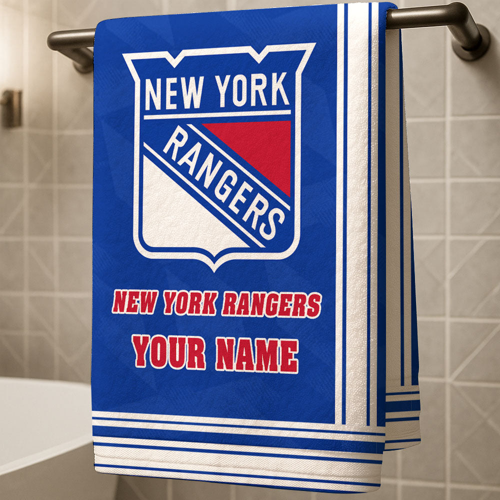 LIMITED EDITION - NEW CUSTOMIZED NHL24 NYR NEW YORK RANGERS BEACH & BATH TOWEL