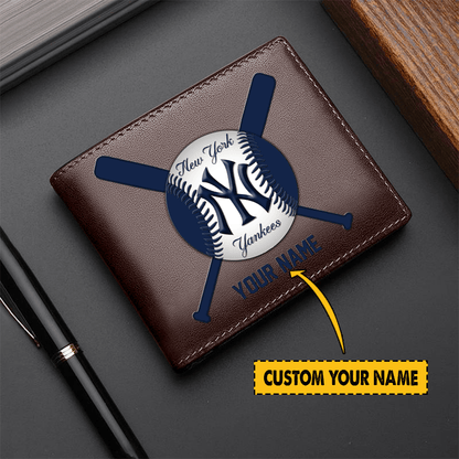 [FLASH SALE] NEW CUSTOMIZED MLB01 NYY NEW YORK YANKEES LEATHER WALLET